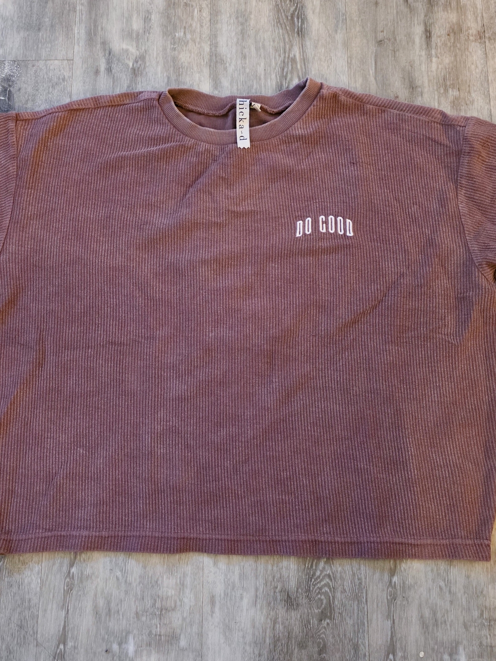 Chicka-d Do Good Ribbed Oversized Boxy Tee Mauve Rolled Sleeve Size L